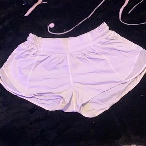 White hotty hot lulu lemon shorts